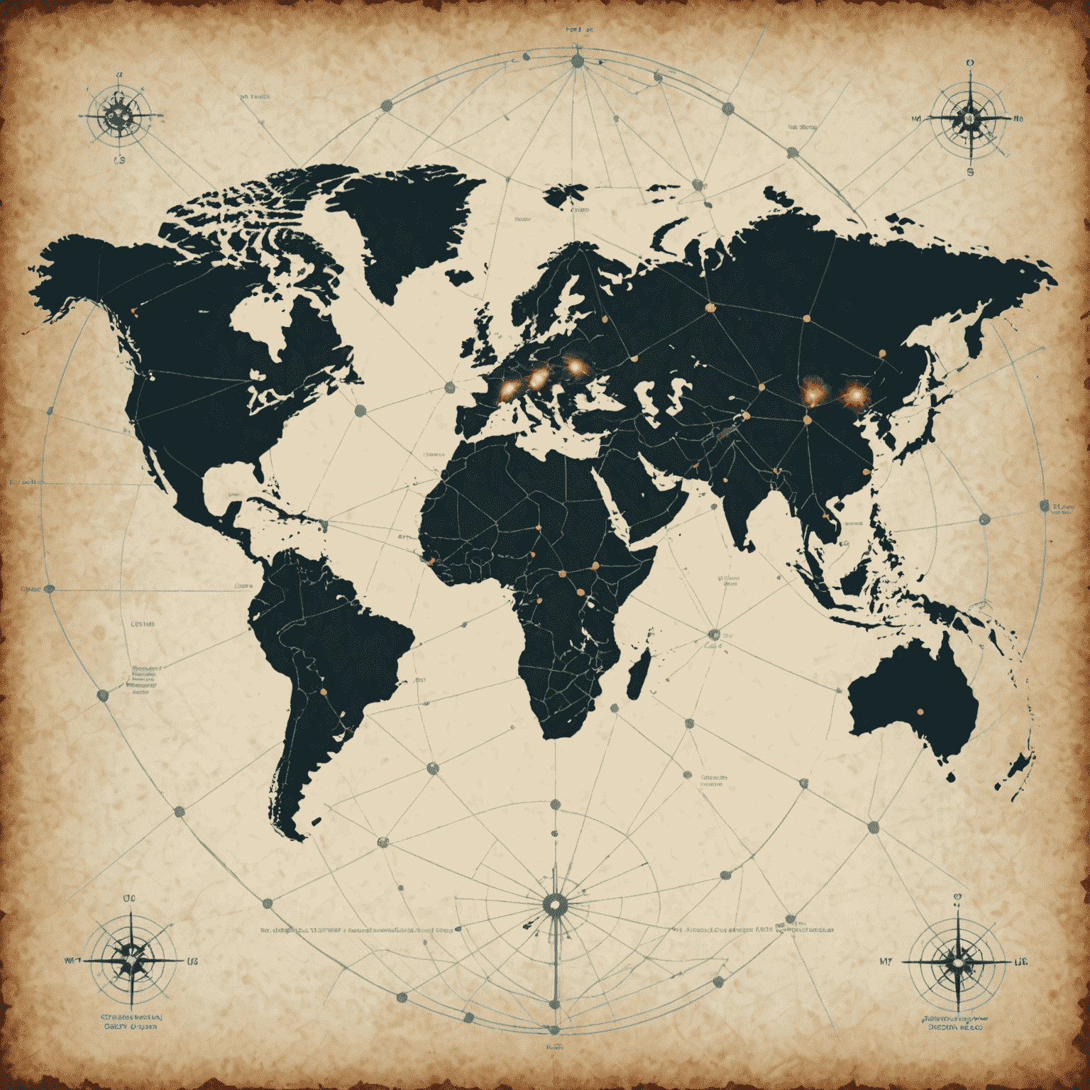 World map with connected points representing global roaming coverage